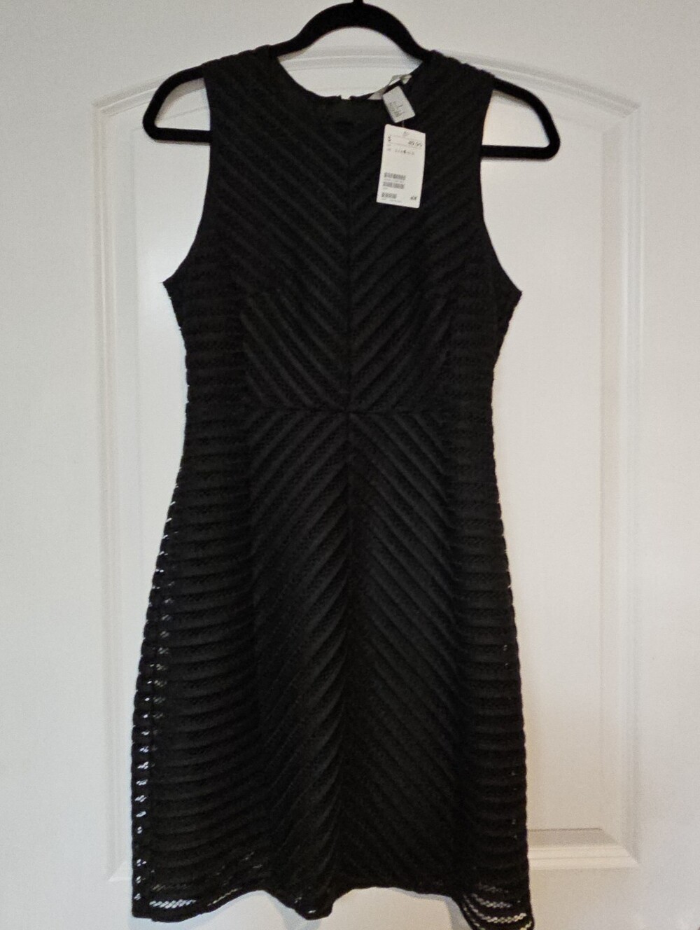 H&M Sleeveless Black Lace Mesh Overlay A-Line Dress New With Tags